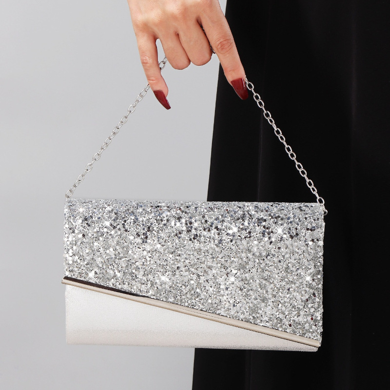 Silver Glitter Envelope Clutch - Flap Bag Envelope review and price